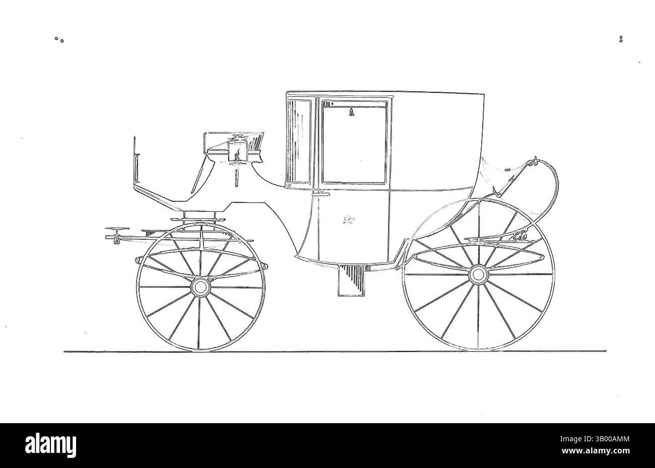 Una carrozza stilizzata con eleganti ruote, caratterizzata da dettagli intricati e un profilo luminoso su uno sfondo vibrante. Arte classica con un tocco moderno reinventata da Artotop Foto Stock