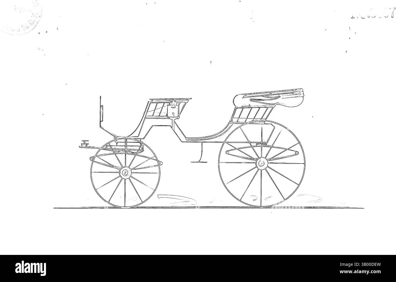 Una carrozza d'epoca con cerchi dal design intricato, impreziositi da un profilo scintillante, su sfondo scuro. Arte classica con un tocco moderno reinventata da Artotop Foto Stock