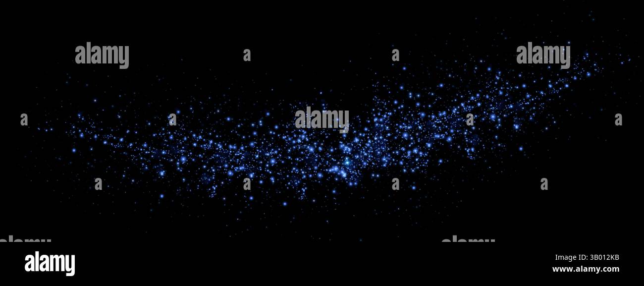Un incredibile e affascinante flusso di particelle blu che scorre con grazia su uno sfondo nero profondo e affascinante Illustrazione Vettoriale