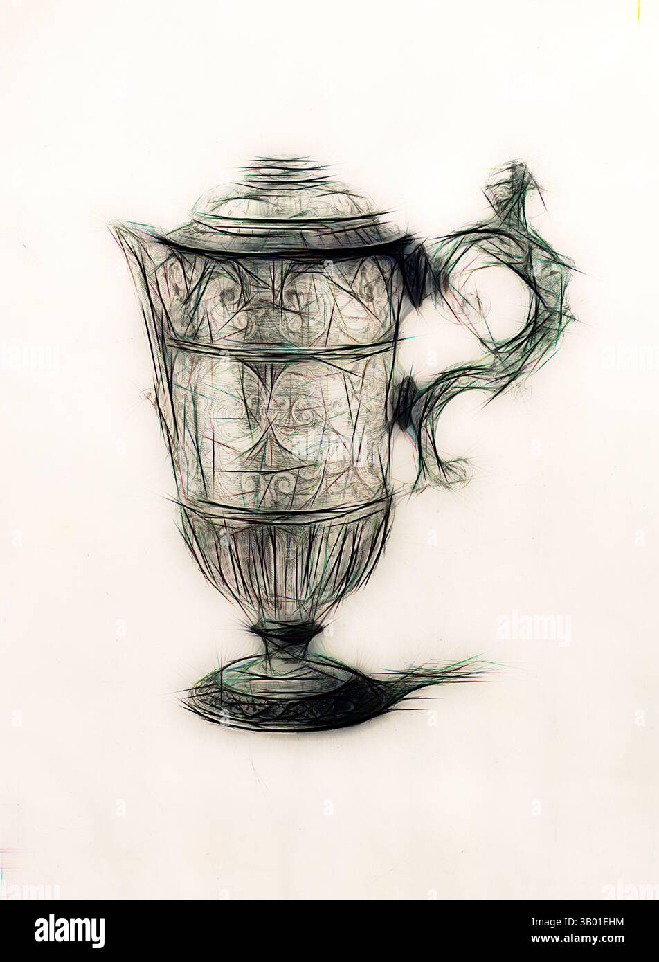 Una caraffa dal design complesso con motivi ornati e un manico curvilineo che mette in mostra un mix di eleganza e arte. Arte classica con un tocco moderno reinventata da Artotop Foto Stock