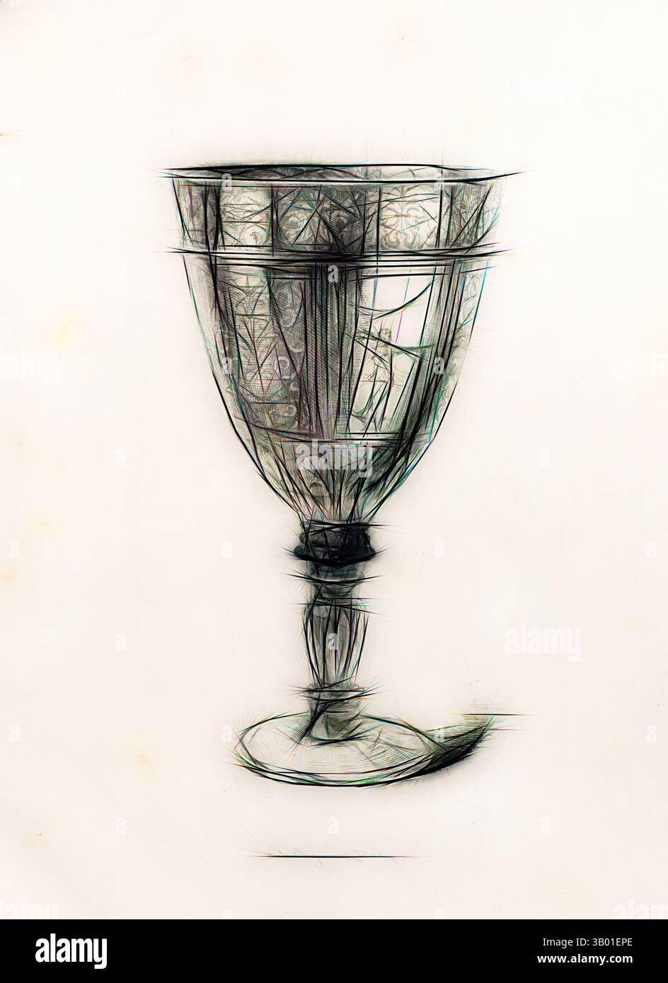 Un calice dal design intricato, caratterizzato da motivi ornati e un gambo delicato, si erge elegantemente, mostrando la sua maestria artistica. Arte classica con un tocco moderno reinventata da Artotop Foto Stock