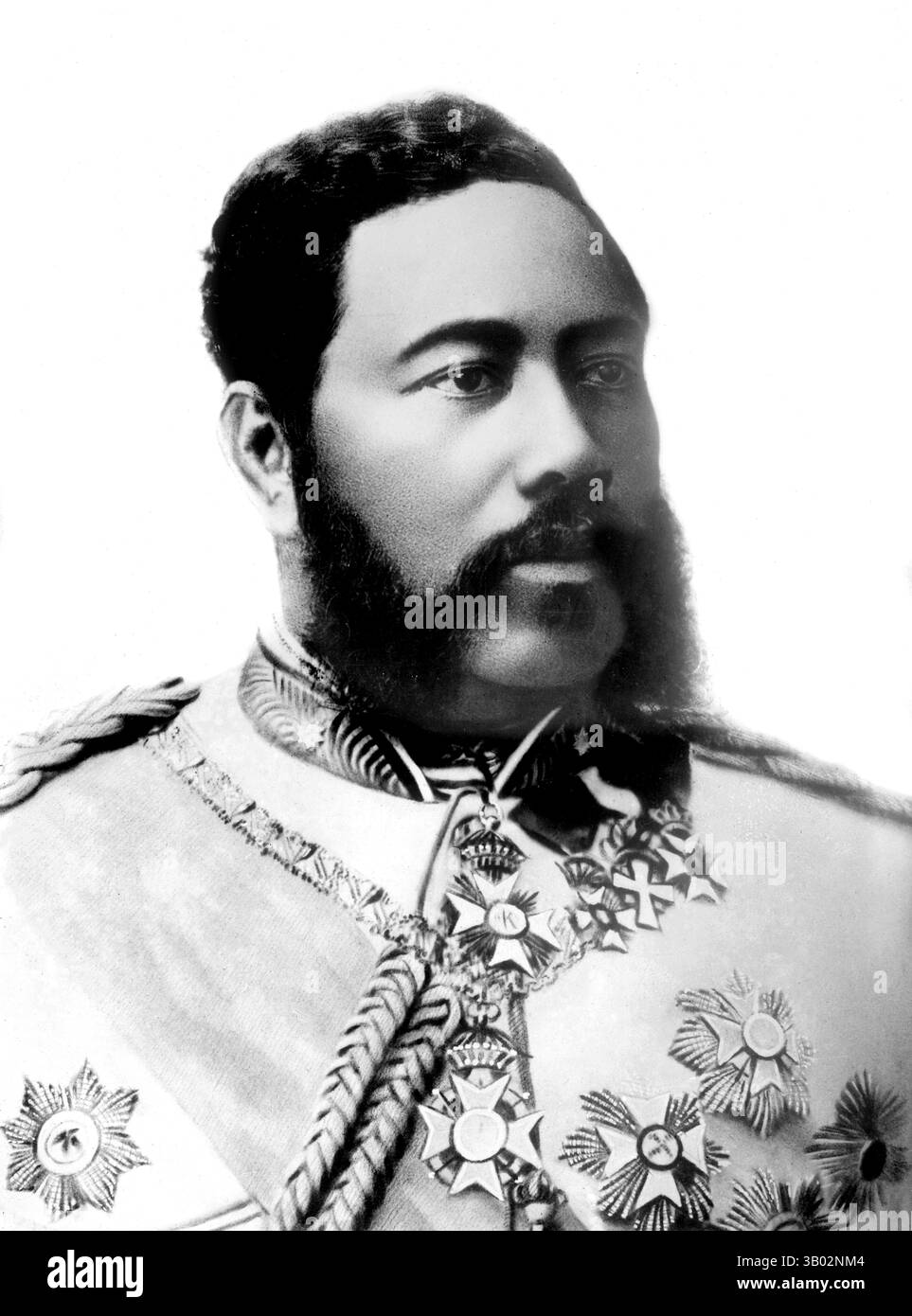 David Kalakaua. Ritratto di re Kalakaua (1836-1891), ultimo re delle Hawaii e penultimo monarca del regno. Foto di Bain News Service. Foto Stock
