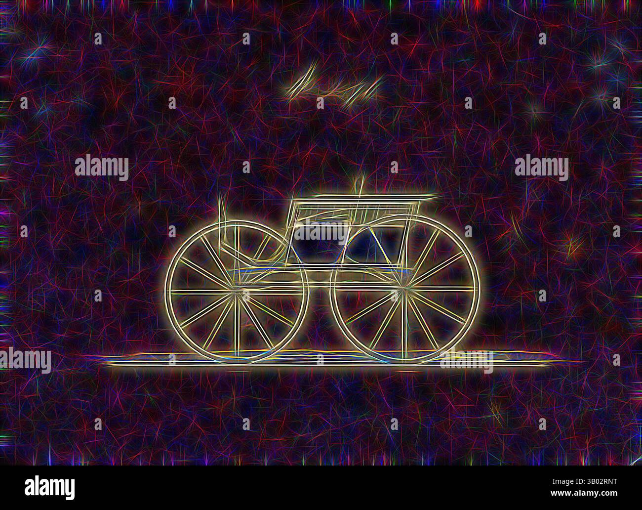 Un profilo luminoso di una bicicletta circondato da uno sfondo vibrante e astratto pieno di colori e motivi vorticosi. Arte classica con un tocco moderno reinventata da Artotop Foto Stock