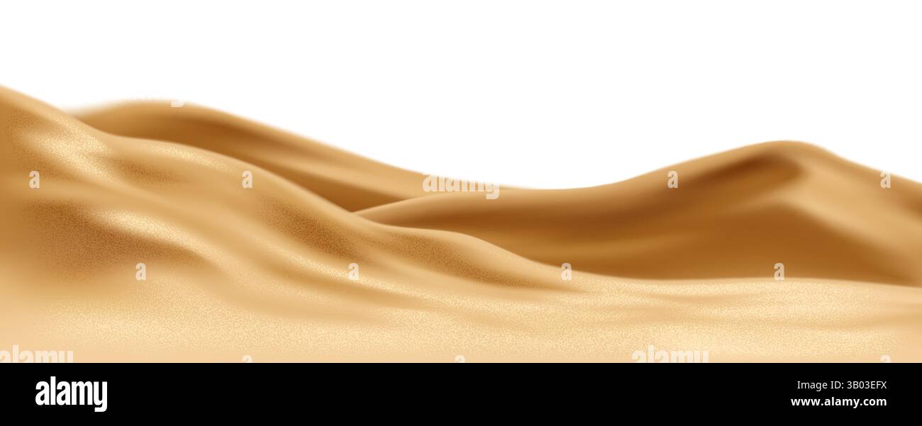 Illustrazione vettoriale delle dune di sabbia dorata che raffigura forme ondulate del deserto in uno stile minimalista su sfondo bianco, evidenziando l'eleganza naturale Illustrazione Vettoriale