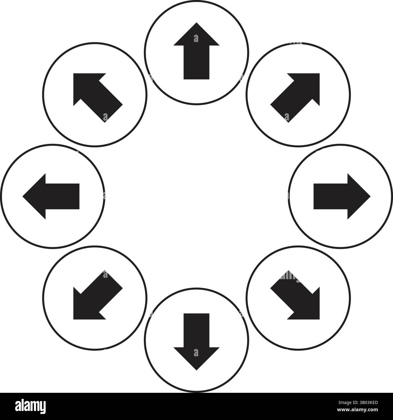 Versatili frecce multidirezionali icona della linea – illustrazione vettoriale minima su sfondo bianco Illustrazione Vettoriale