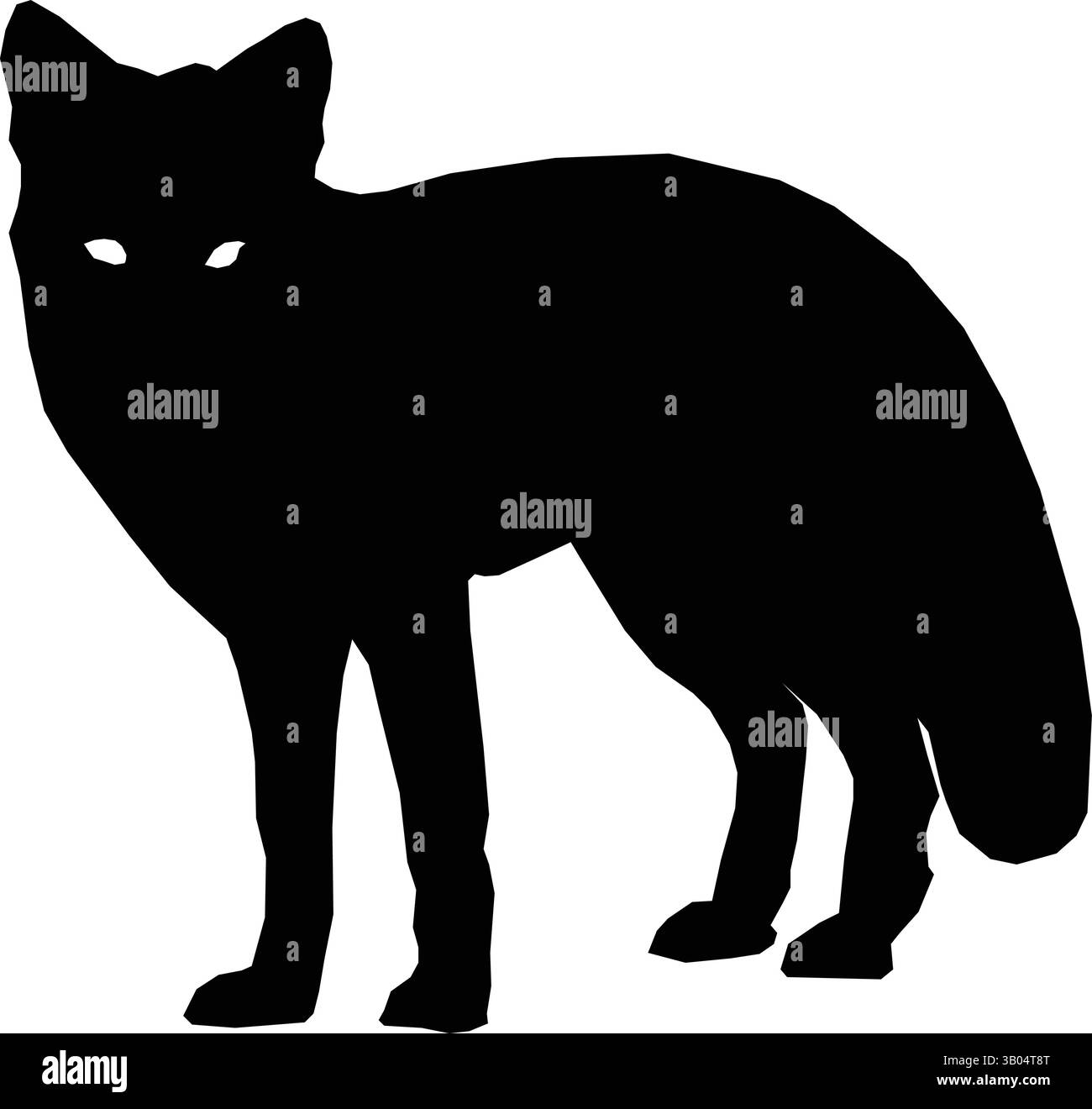 Silhouette audace di una Fox in piedi con postura Alert Illustrazione Vettoriale