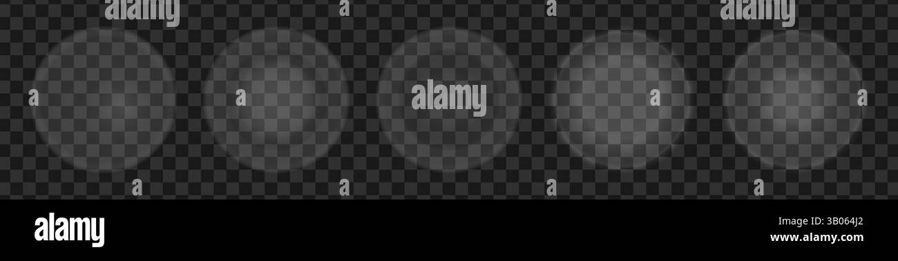 I cerchi chiari e trasparenti sovrappongono l'effetto della tinta d'ombra, intelligenza artificiale, set di pulsanti rotondi astratti traslucidi di colore bianco, vettoriale Illustrazione Vettoriale