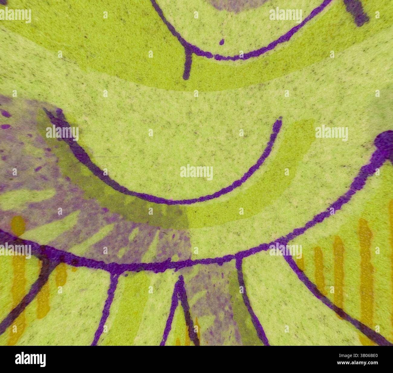 Un vivace design astratto con linee audaci e curve nelle tonalità del giallo e del viola, che creano una composizione accattivante e divertente. Design circolare con capesante a strati in verde vivace, accentuato da contorni viola e delicati dettagli gialli, crea un motivo divertente e accattivante. Arte classica con un tocco moderno reinventata da Artotop, trasformata decorazione rinascimentale, arte classica con un tocco moderno reinventata da Artotop Foto Stock