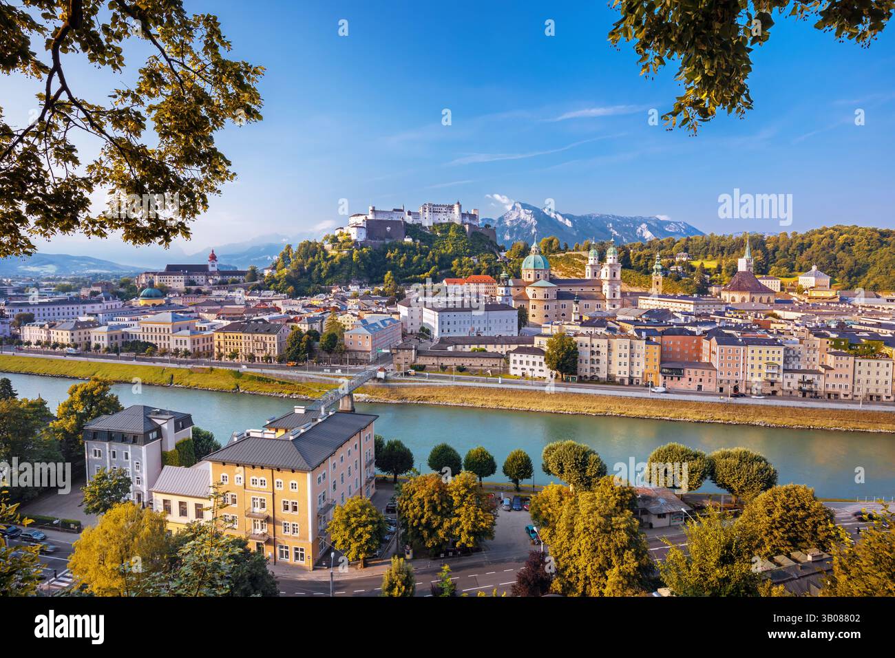 Salisburgo, Austria, centro musicale, festival di Mozart, centro storico, Tennen, fiume, Salzach, Salzach, Monte Cappuccini, Festungsberg Foto Stock