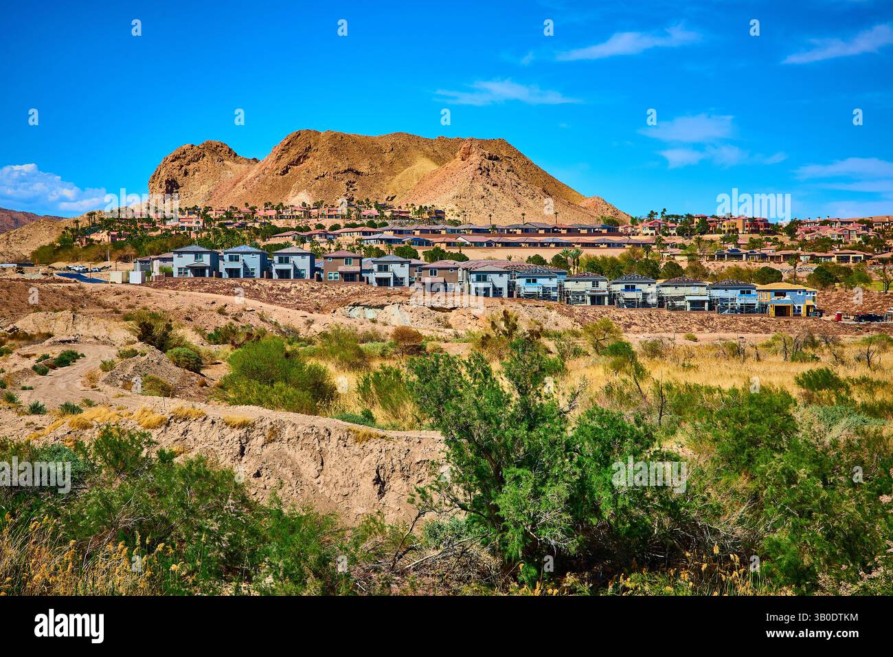 Espansione del deserto suburbano nel Nevada Eye-Level View Foto Stock