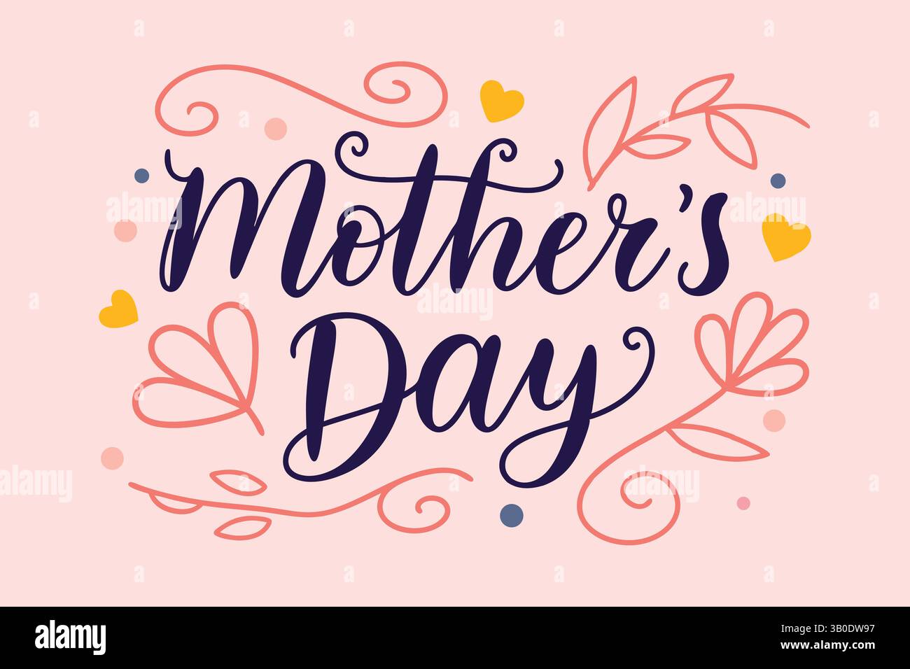 Festa della mamma cuore floreale Swirls vettoriale art Illustrazione Vettoriale