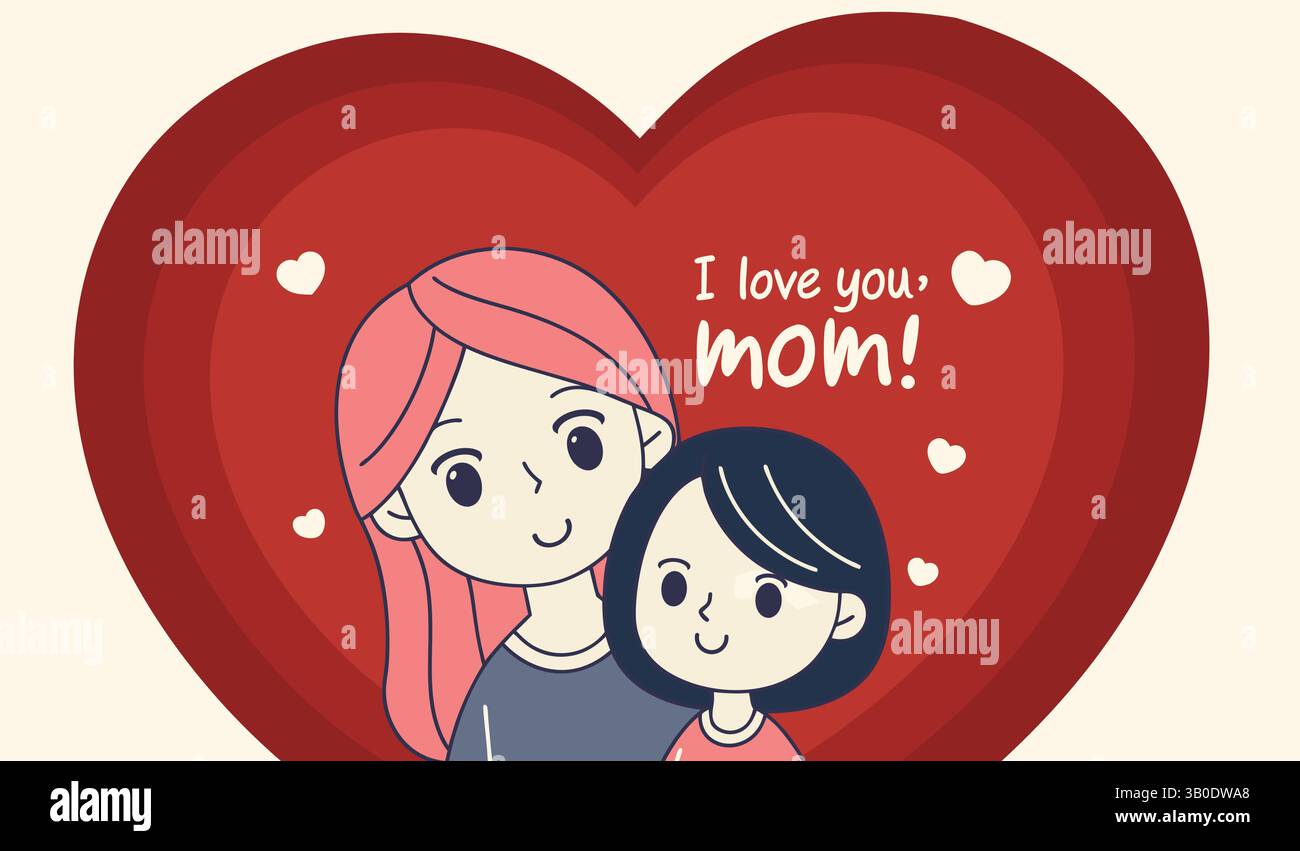 Ti amo mamma cuore arte vettoriale Illustrazione Vettoriale