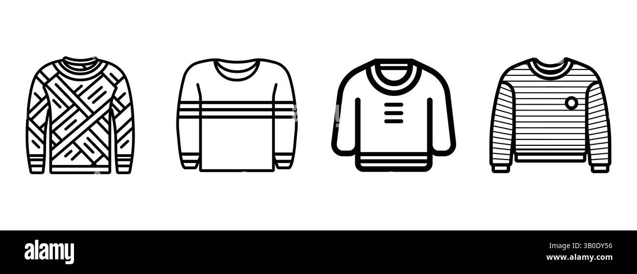 Icona maglione, contorno, silhouette, vettore, illustrazione, isolato su sfondo bianco Illustrazione Vettoriale