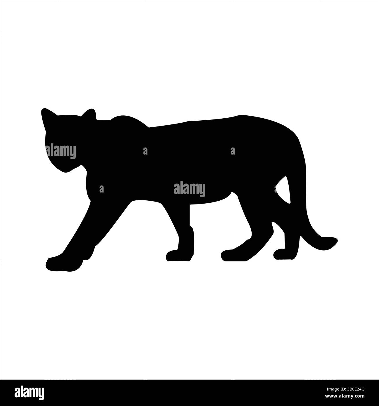 Potente silhouette felina, perfetta per i disegni di animali selvatici. Illustrazione Vettoriale