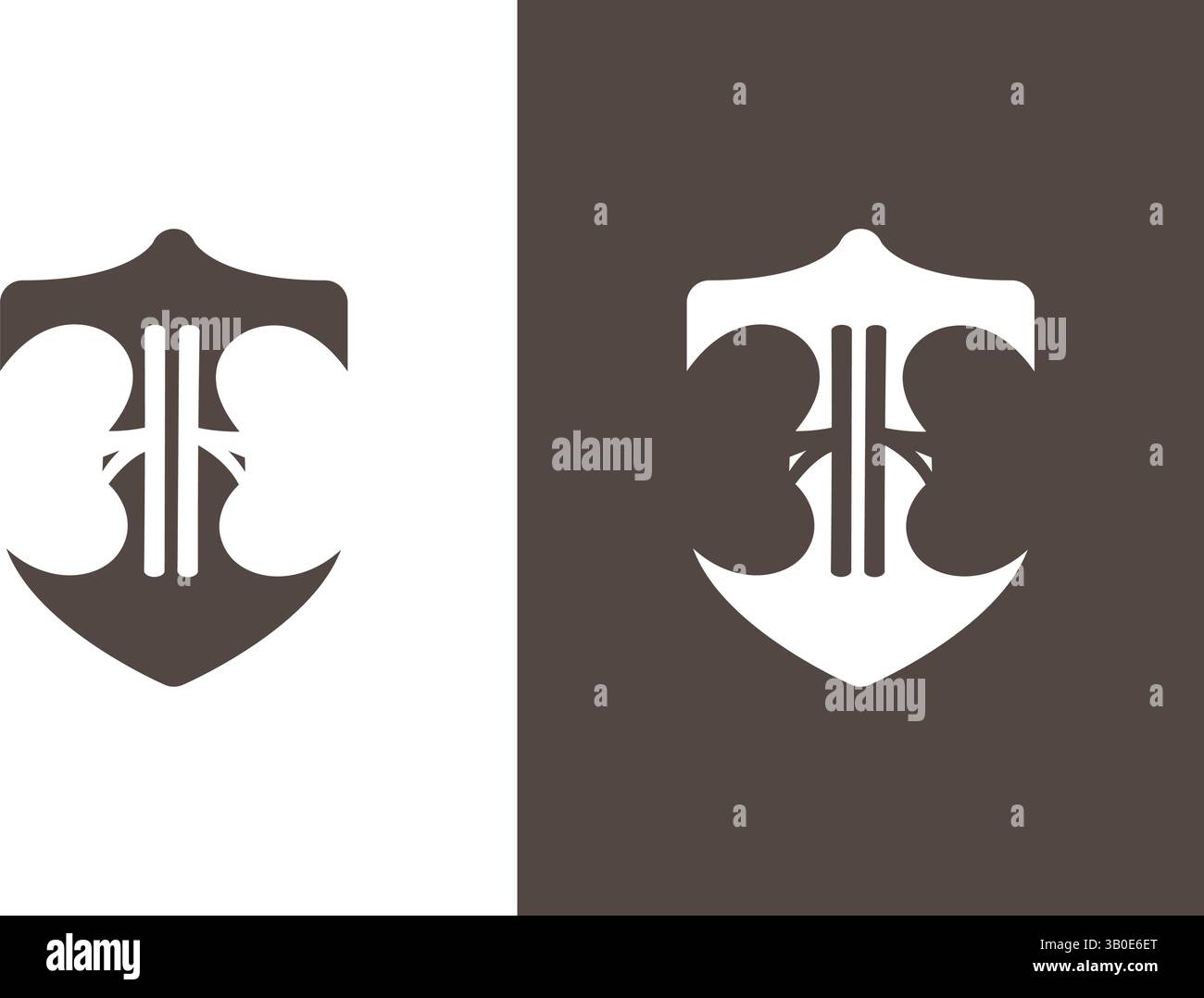 Combinazione di reni e scudi. Modello di progettazione del logotipo World Kidney Day. Illustrazione Vettoriale