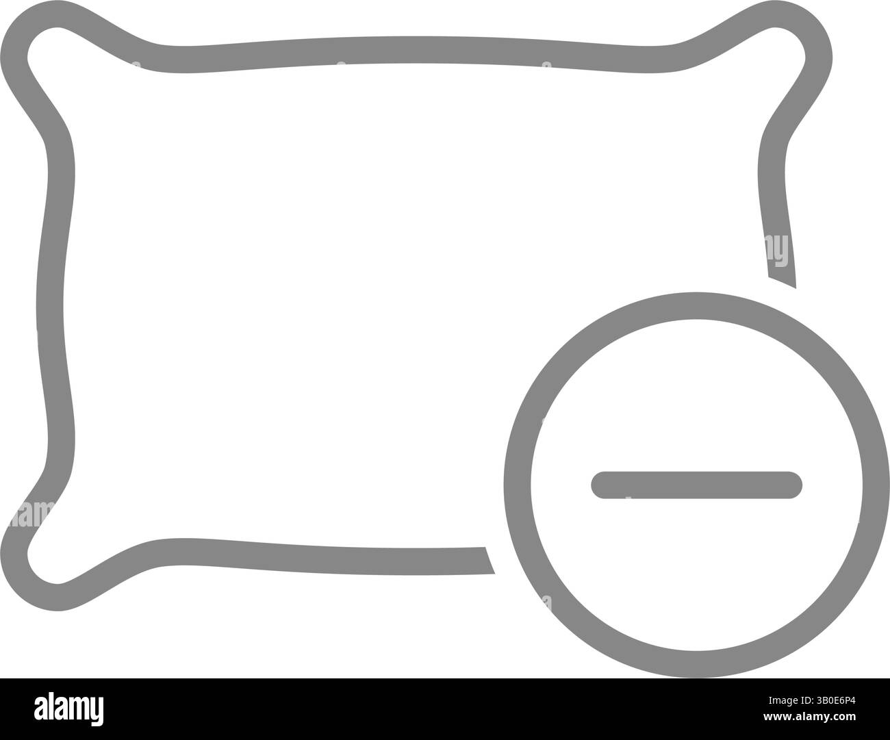 Icona cuscino e segno meno. Cuscino imbottito per il simbolo del sonno. Illustrazione vettoriale. Illustrazione Vettoriale