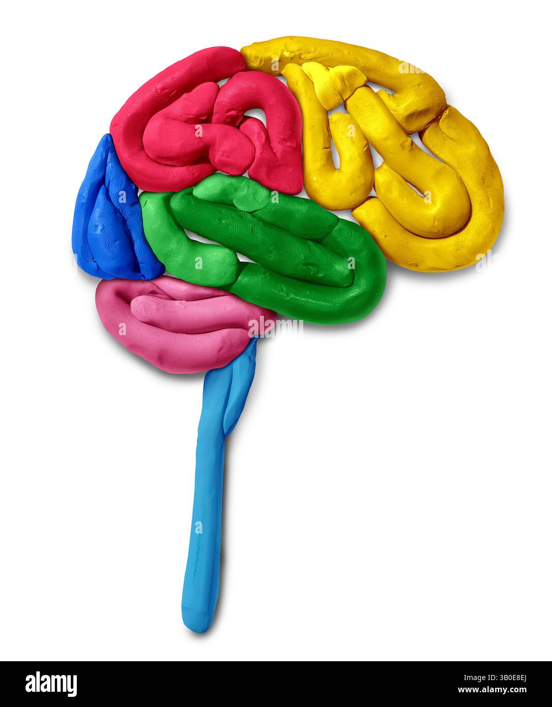 Concetto di ADHD come simbolo per il disturbo da deficit di attenzione e iperattività come Neuroplasticità e simbolo di salute mentale rappresentato dall'argilla come icona per Un Foto Stock