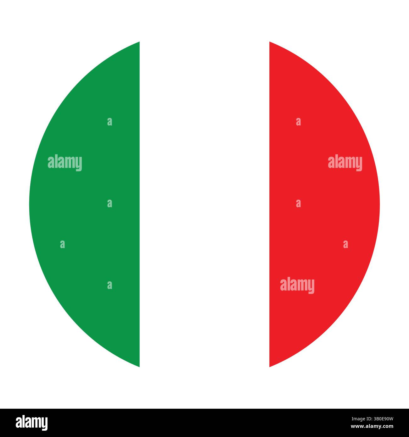 una semplice illustrazione vettoriale di una forma rotonda con strisce verticali verdi, bianche e rosse, che rappresentano una bandiera nazionale in un ambiente pulito Illustrazione Vettoriale