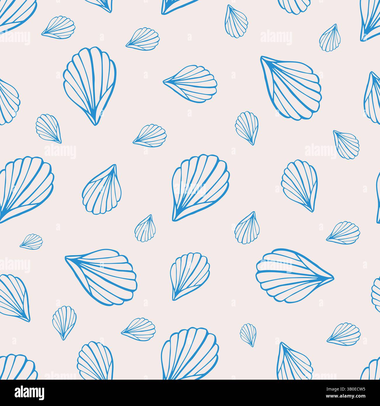 Doodle Seashell disegnato a mano con motivo senza cuciture. Illustrazioni vettoriali Ocean Life Illustrazione Vettoriale