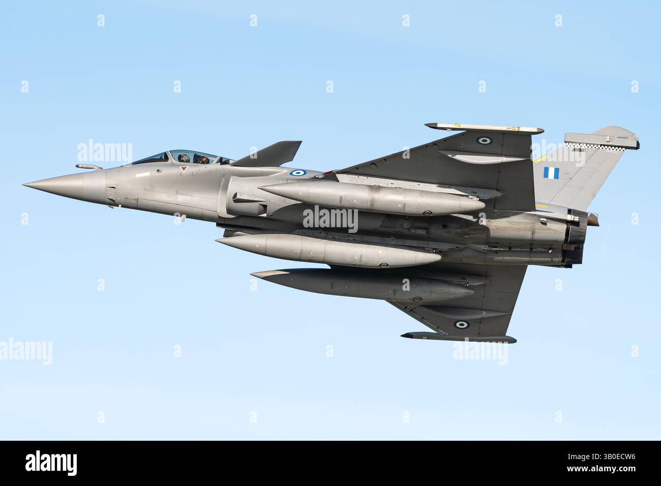 Un jet da caccia di quarta generazione Dassault Rafale dell'aeronautica ellenica in Grecia. Foto Stock