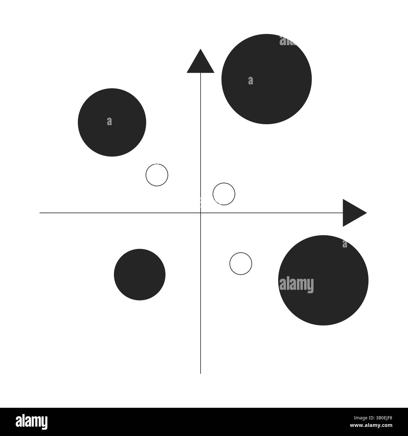 Grafico a bolle con oggetto linea asse 2D. Illustrazione Vettoriale