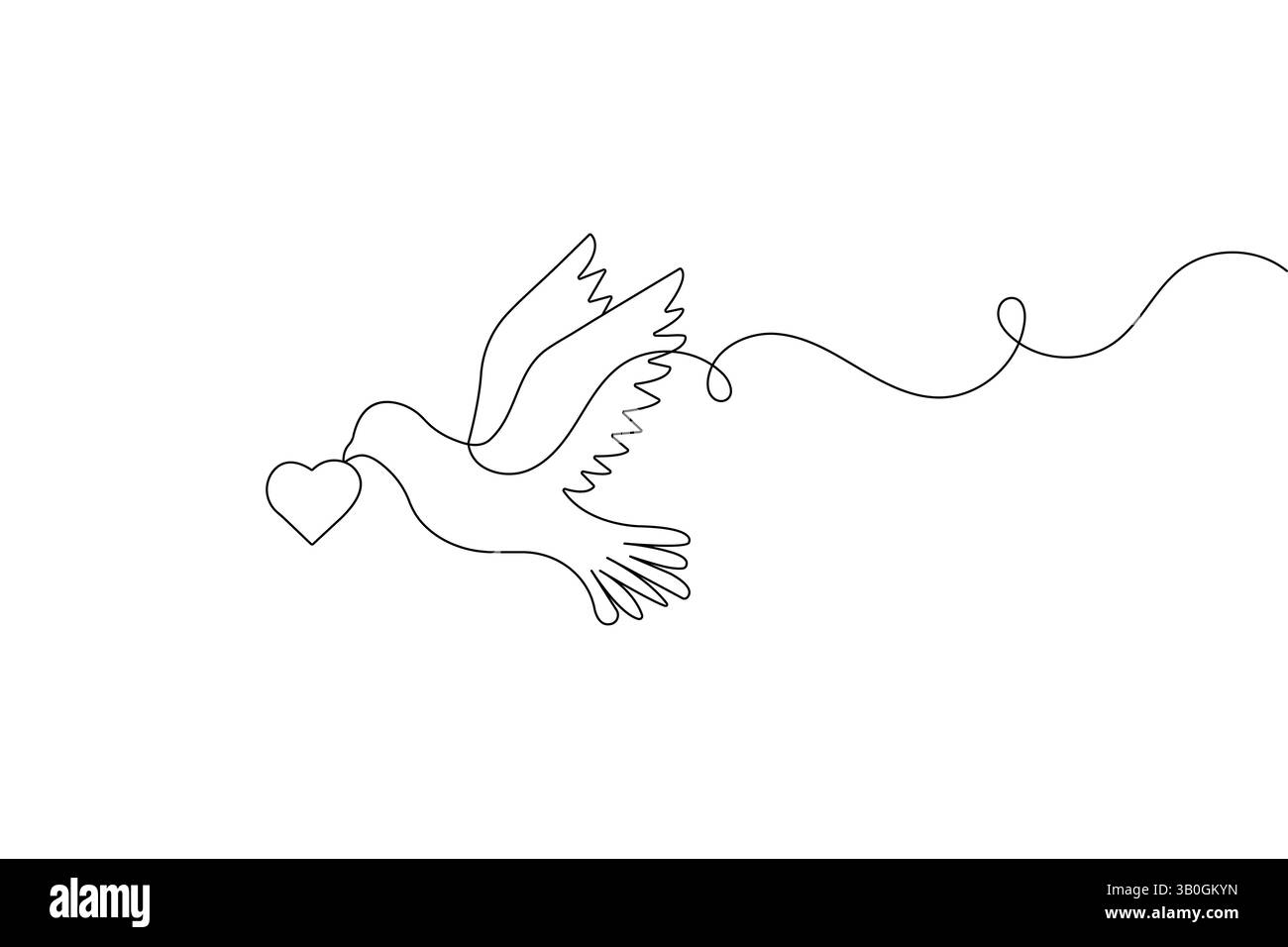 Un uccello minimalista con una linea che disegna un'illustrazione vettoriale con contorno continuo isolata su sfondo bianco Illustrazione Vettoriale