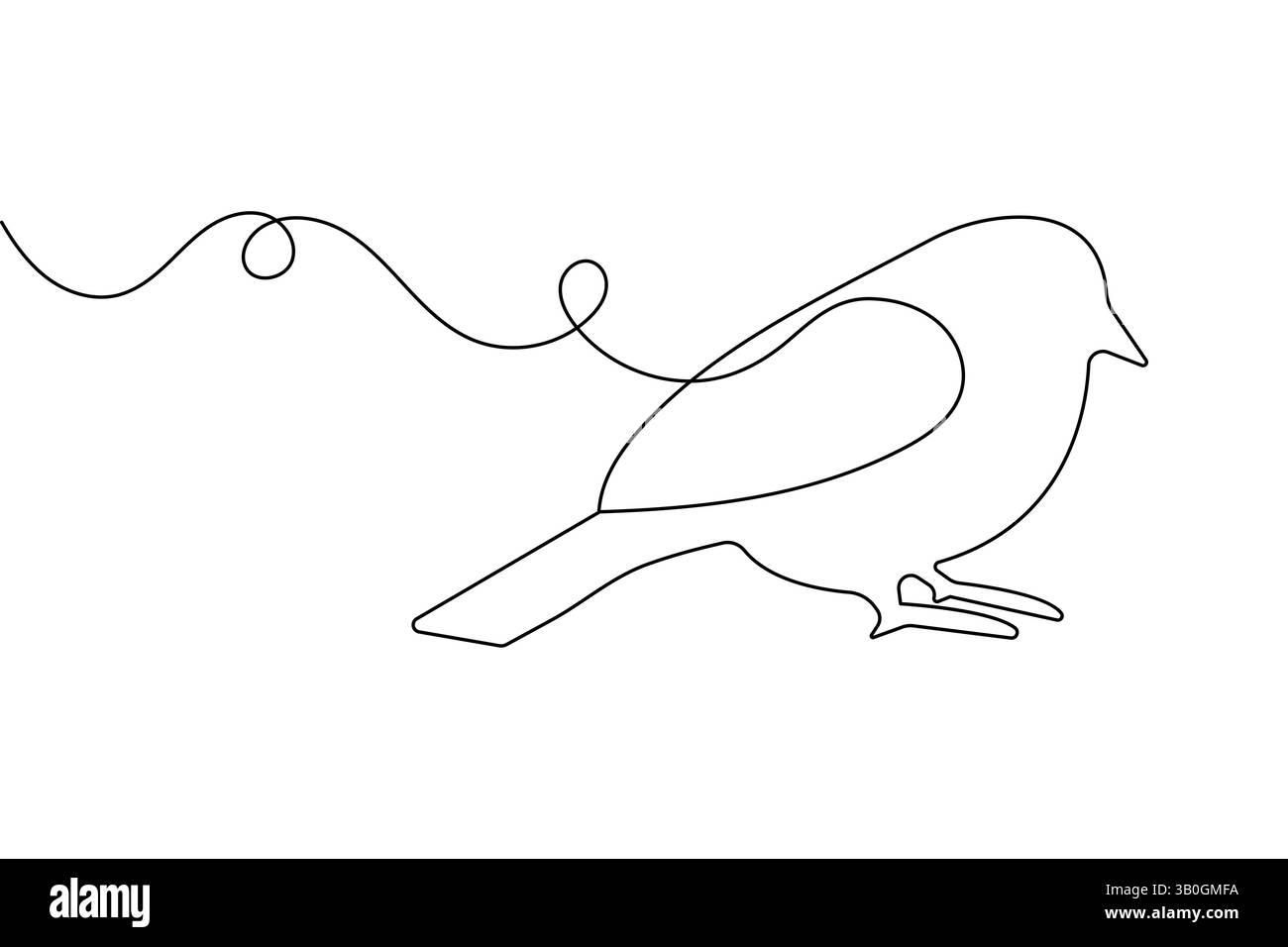 Un uccello minimalista con una linea che disegna un'illustrazione vettoriale con contorno continuo isolata su sfondo bianco Illustrazione Vettoriale