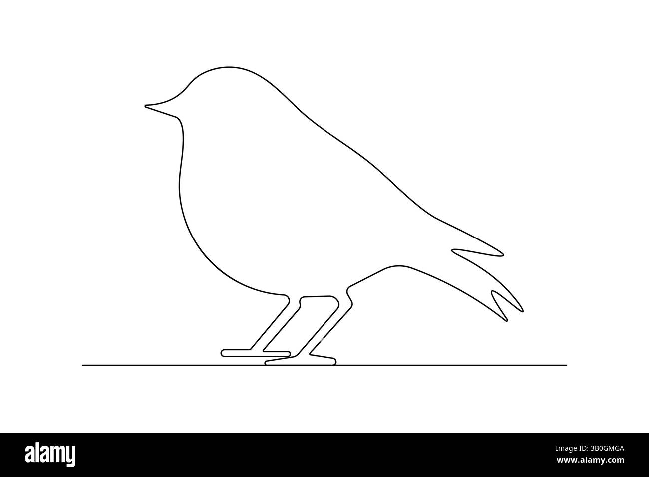 Un uccello minimalista con una linea che disegna un'illustrazione vettoriale con contorno continuo isolata su sfondo bianco Illustrazione Vettoriale