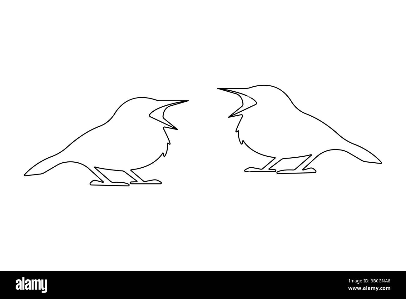 Un uccello minimalista con una linea che disegna un'illustrazione vettoriale con contorno continuo isolata su sfondo bianco Illustrazione Vettoriale
