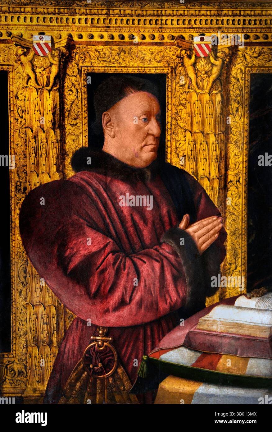 Guillaume Jouvenel des Ursins 1401-1472 chancelier de France - Cancelliere di Francia di Jean Fouquet 1460-1465, Louvre Paris, fine Art Museum, Francia, ( ritratto di Fouquet che riflette maggiormente lo spirito del Rinascimento. Il soggetto del ritratto era un potente signore, il Cancelliere di Francia sia di Carlo VII che di Luigi XI, una delle principali notabili della Francia. Foto Stock