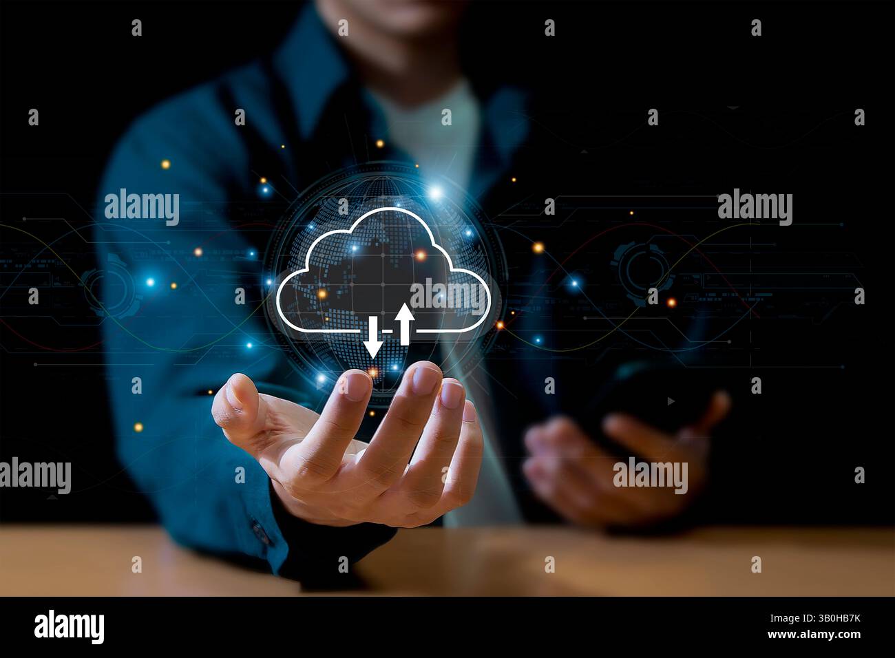 Cloud computing tecnologia cloud storage dati trasferimento dati rete e servizi Internet Internet tecnologia di rete di archiviazione Internet Foto Stock