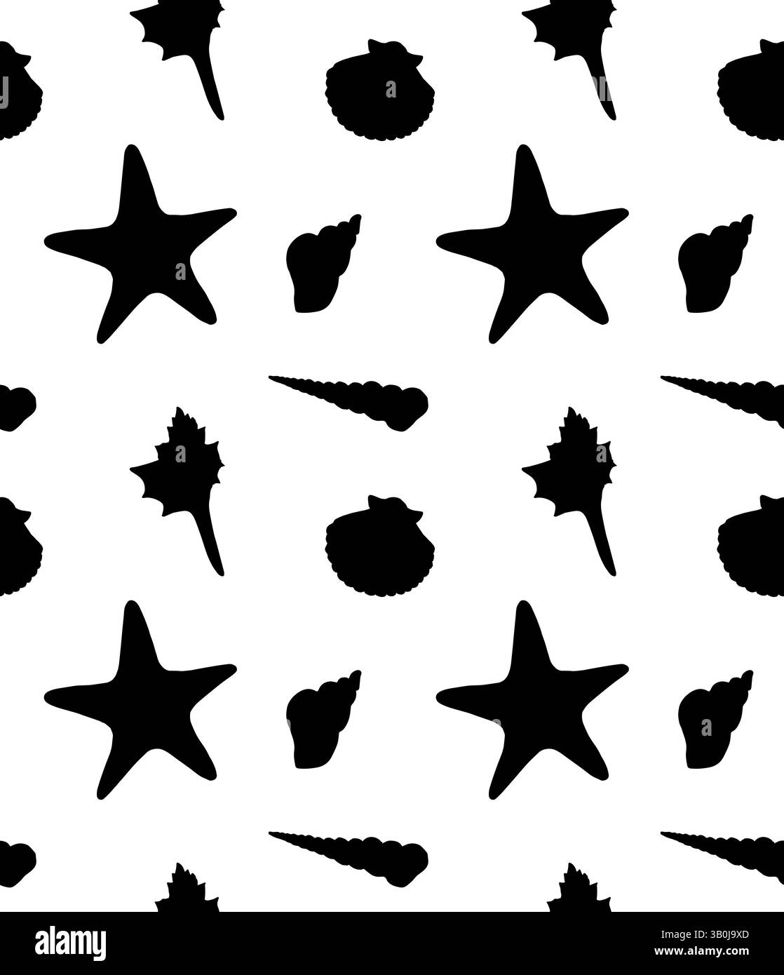 Modello vettoriale senza cuciture della silhouette degli shell Illustrazione Vettoriale
