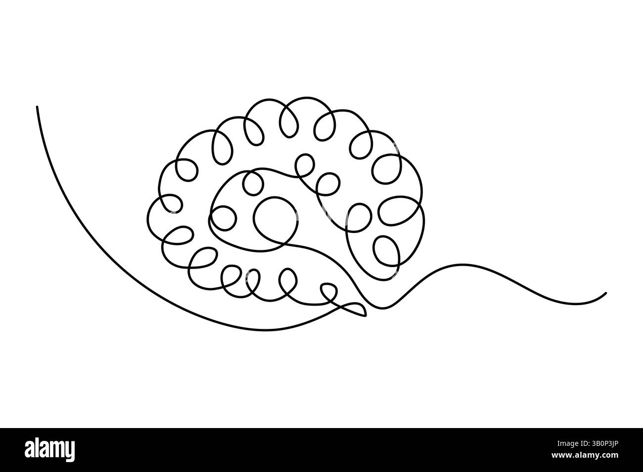 Il cervello umano disegna una linea continua dell'icona minimalista del vettore del contorno Illustrazione Vettoriale