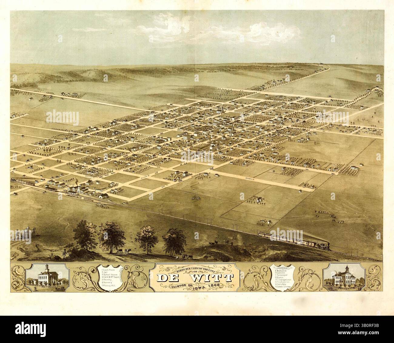 1868 - DeWitt, IA, Stati Uniti - Mappa di DeWitt. Iowa. (Immagine di credito: © BuyEnlarge/ZUMAPRESS.com) Foto Stock