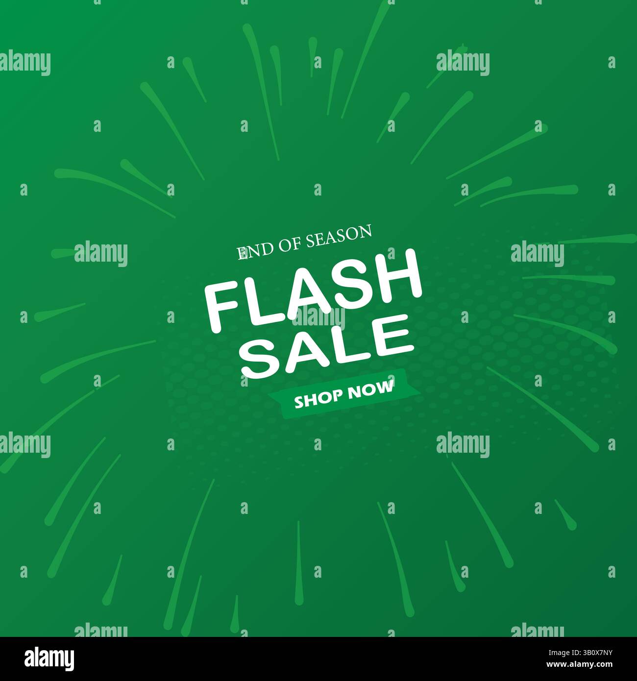 Grande offerta in vendita flash in elegante bianco e verde! Perfetto per social media e promozioni aziendali. Include il pulsante "Acquista ora". File EPS modificabile. Illustrazione Vettoriale