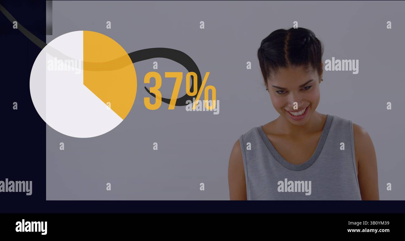 Immagine di un cerchio con un numero crescente rispetto alla donna birazziale Foto Stock