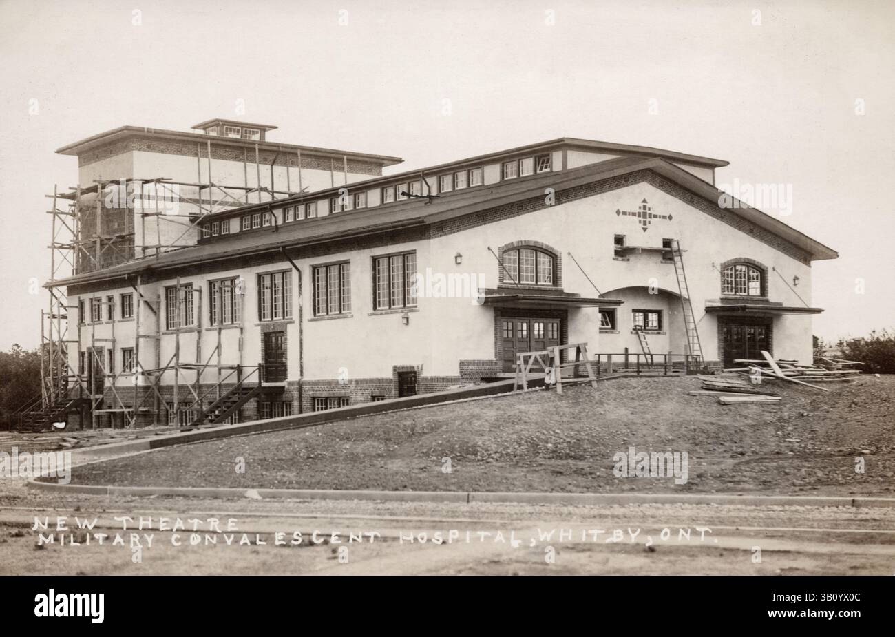 Nuovo teatro al Convalescent Hospital, Whitby Ontario Canada, immagine dell'era WW1. fotografo non identificato Foto Stock