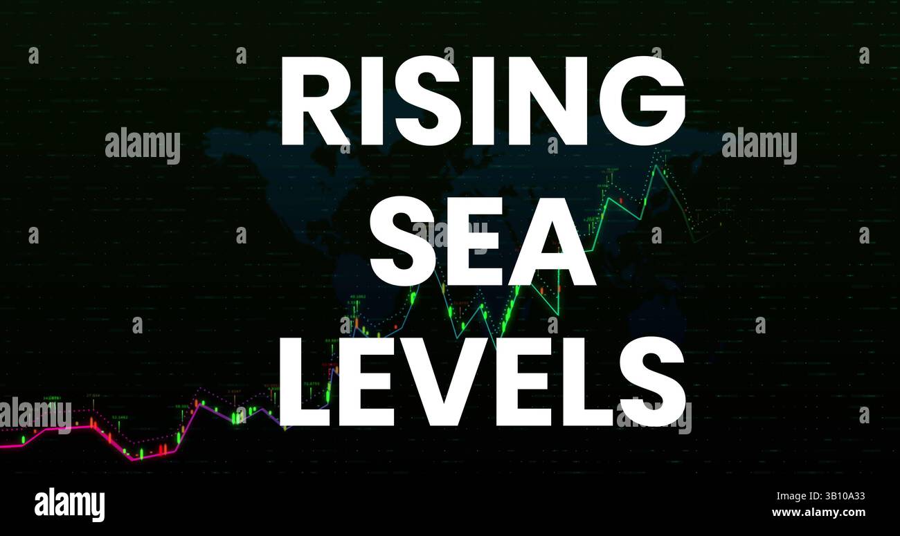 Immagine dell'innalzamento del livello del mare rispetto al grafico finanziario Foto Stock