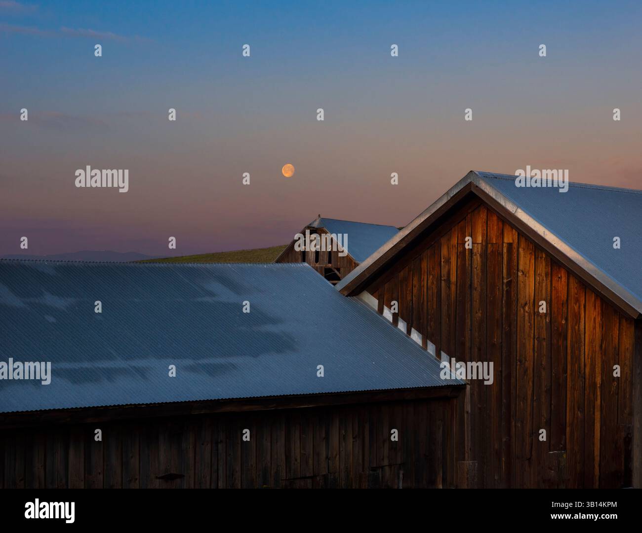 WA26517-00....WASHINGTON - alba con luna al Columbia Hills Historic State Park. Foto Stock