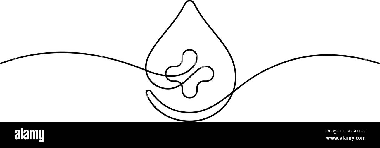 donazione di sangue salute segno di croce una linea disegno continuo disegno a mano illustrazione d'arte decorativa Illustrazione Vettoriale