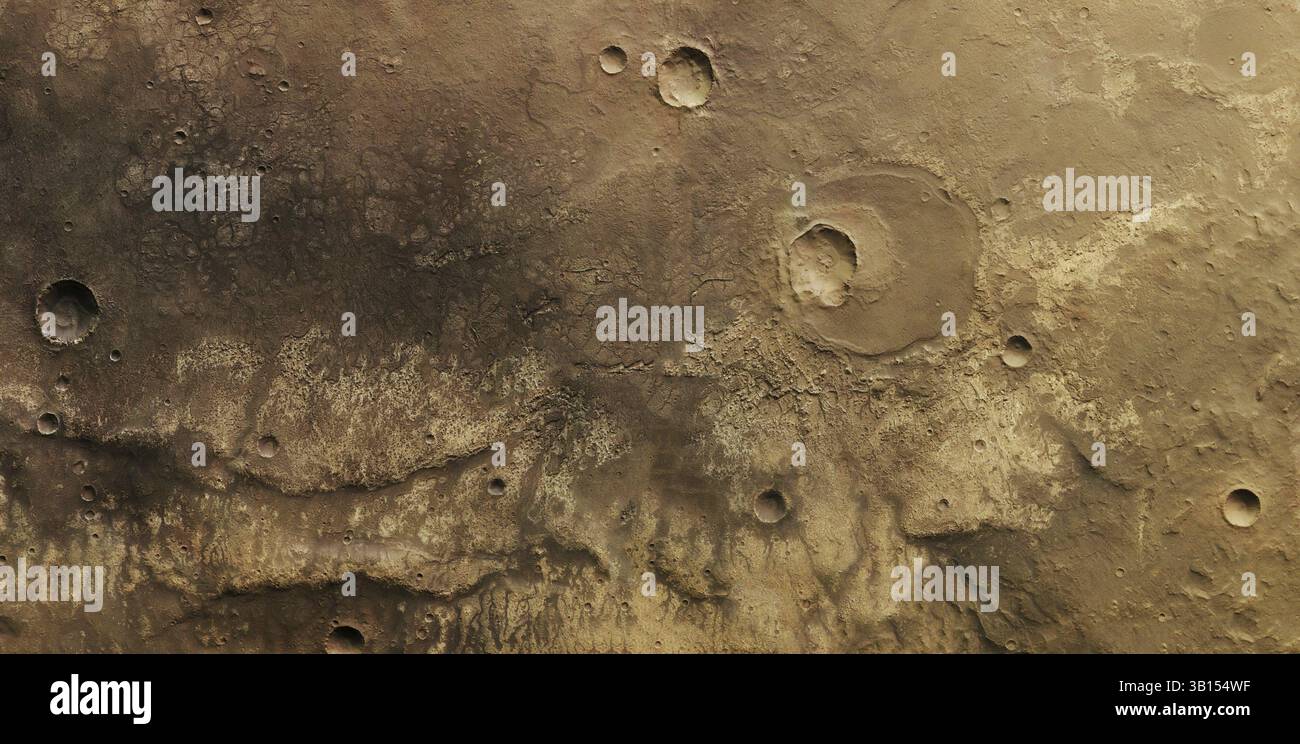Vista ravvicinata della superficie di marte, rivelando crateri, segni di impatto e formazioni geologiche uniche. Bielorussia Foto Stock