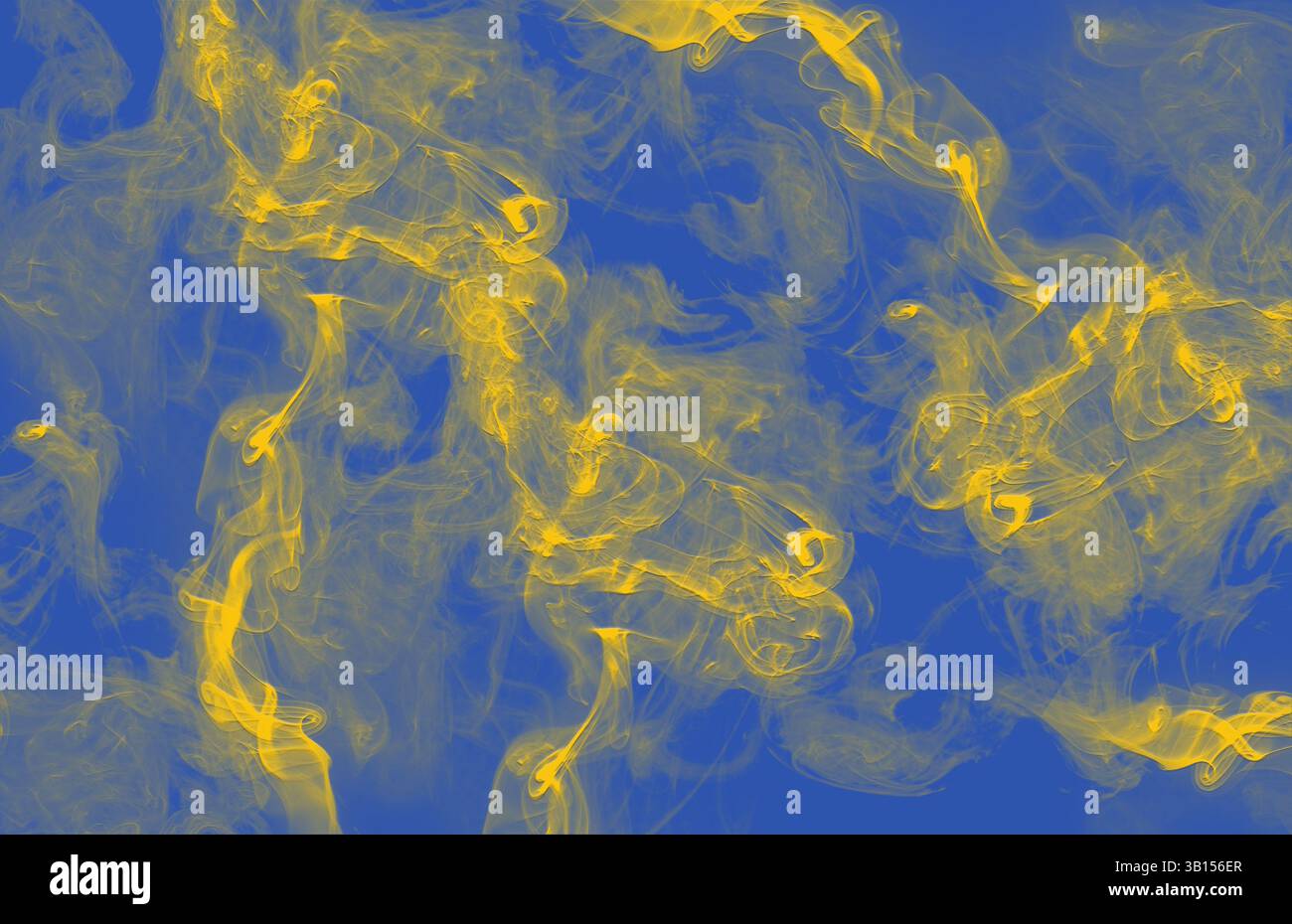 Fumo dorato su sfondo blu Foto Stock