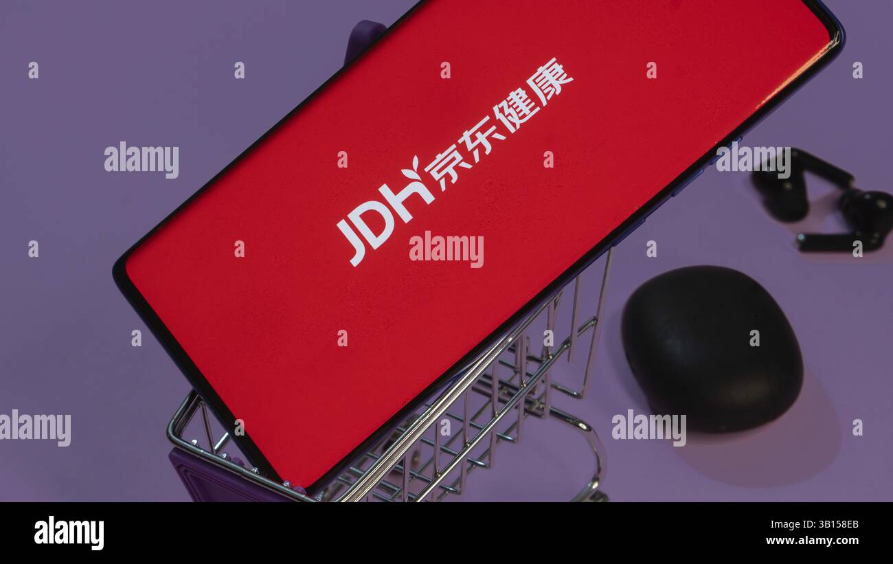JD Health (JDH pinyin cinese: Jngdng Jinkng) è una società cinese quotata a Hong Kong che si concentra sulla fornitura di servizi e risorse sanitari digitali Foto Stock
