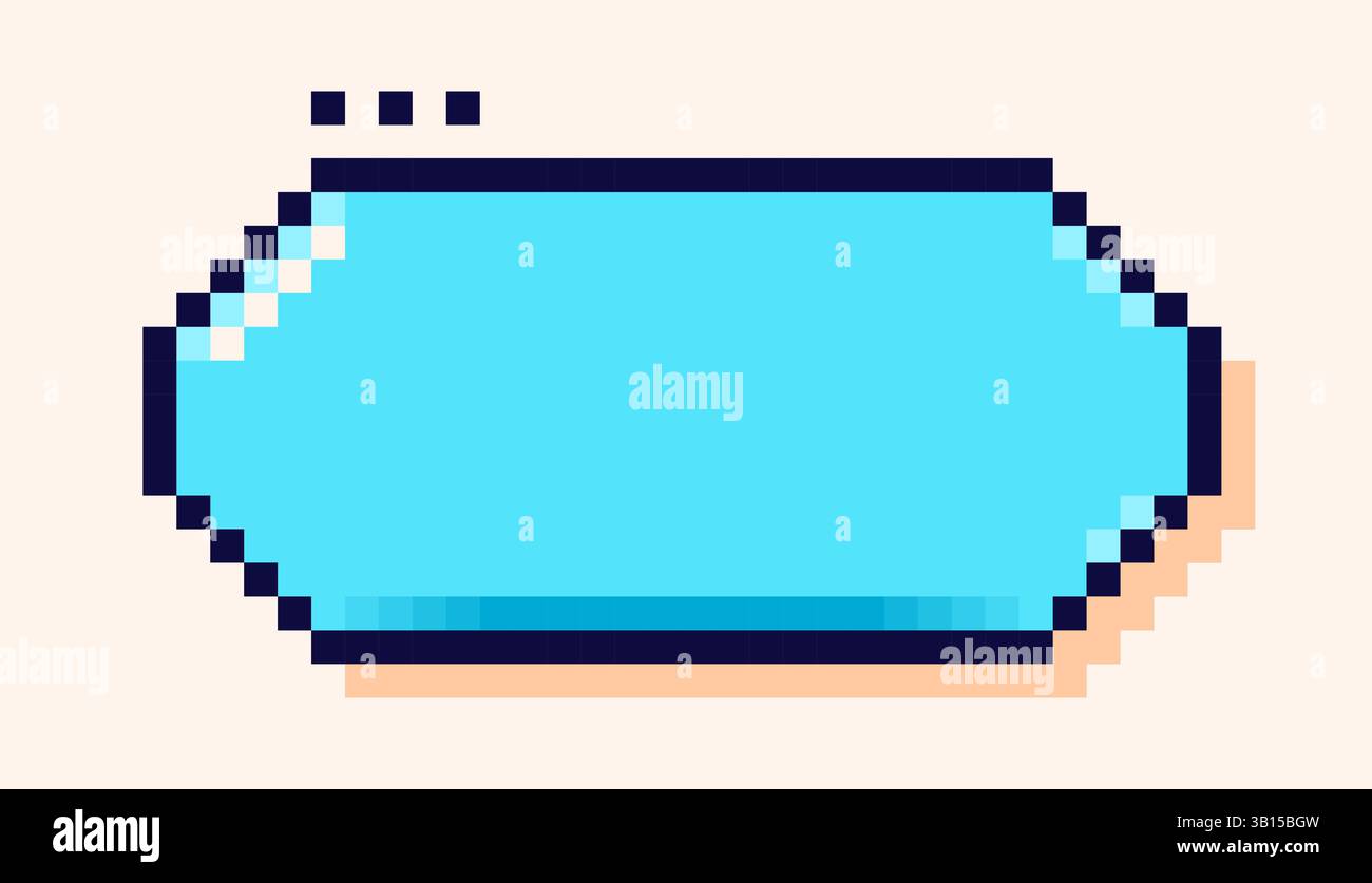 Fumetto con sfondo blu disegnato in stile pixel art. Illustrazione Vettoriale