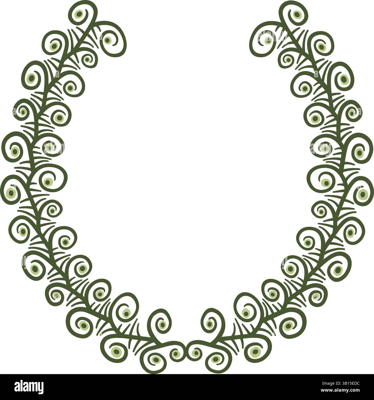 Illustrazione realizzata con linee schematiche su sfondo bianco che creano una corona floreale. Illustrazione Vettoriale