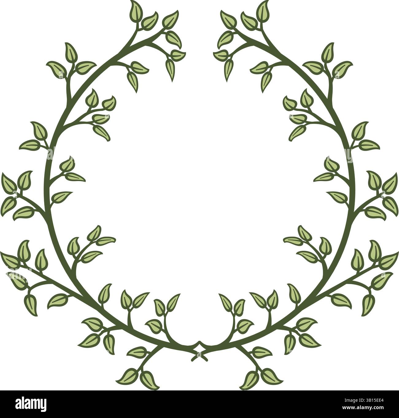 Illustrazione realizzata con foglie su sfondo bianco che crea una corona floreale. Illustrazione Vettoriale