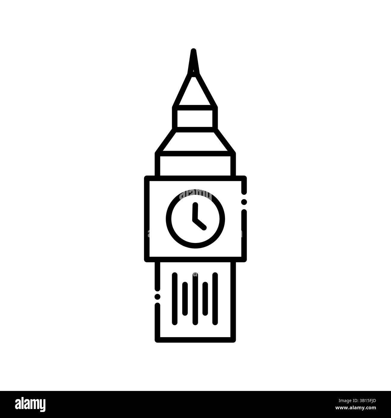 Icona della grande torre ben. insegna di stile lineare per il concept mobile e il web design. Icona vettoriale del contorno dell'orologio Big Ben. London Travel symbol, logo illustrati Illustrazione Vettoriale