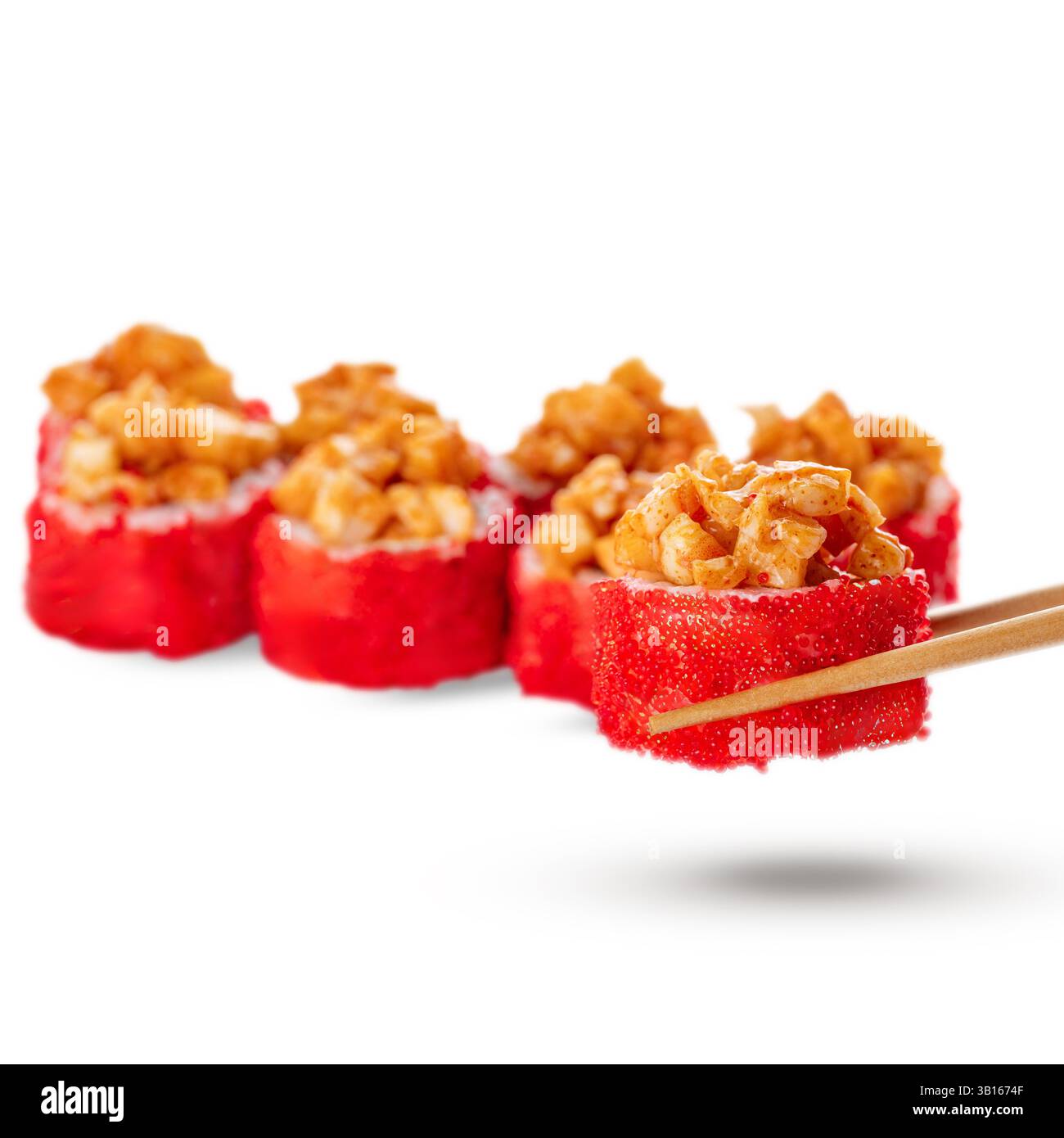 sushi roll tobiko e calamari Foto Stock