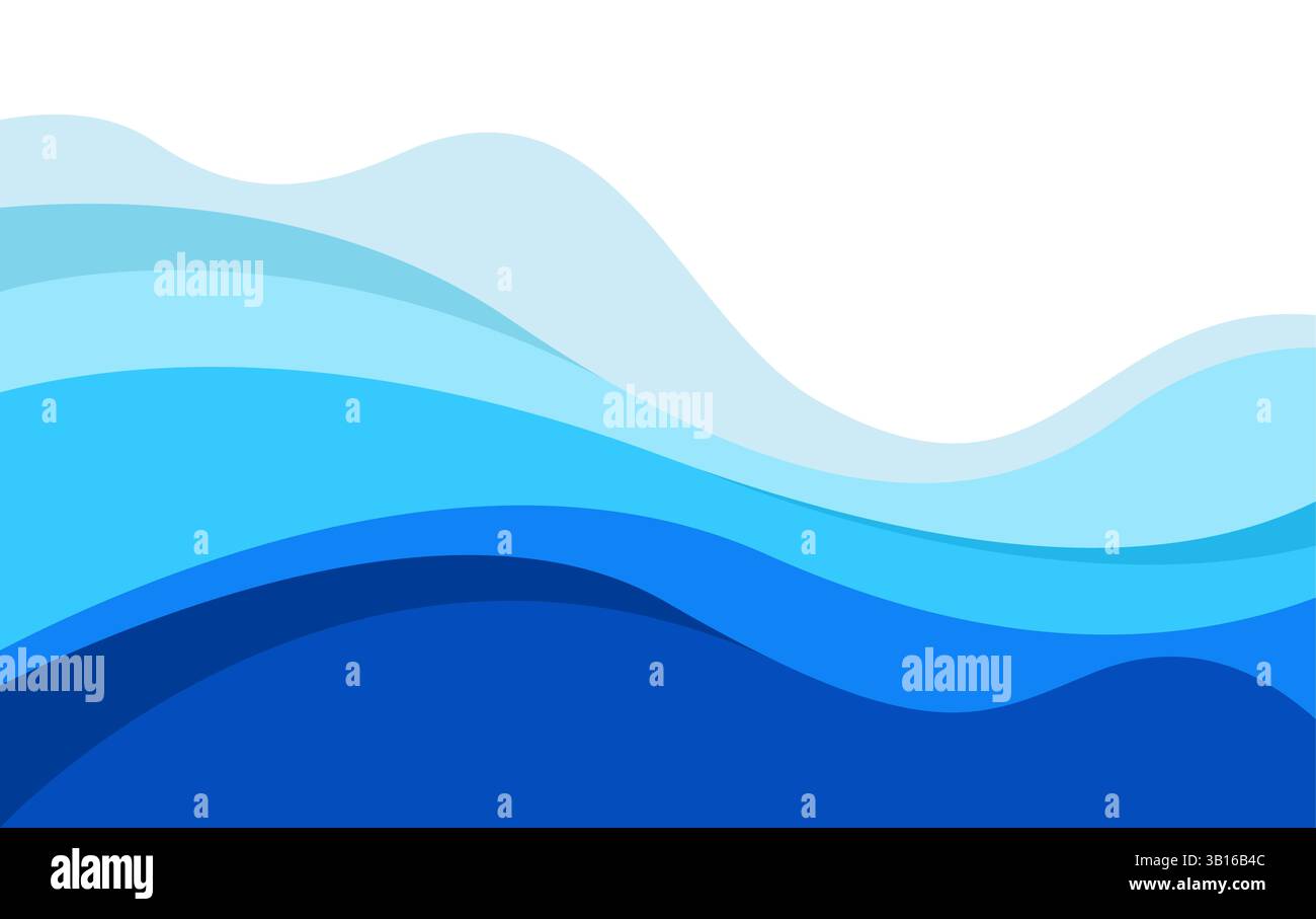 Sfondo blu ondulato vettoriale astratto. Modello di progettazione grafica per brochure, sito Web, opuscolo. Illustrazione Vettoriale