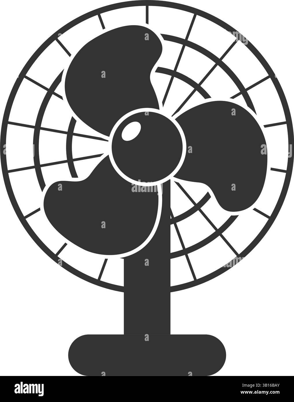 Icona della ventola elettrica in stile piatto. Illustrazione del vettore Propeller su sfondo isolato. Cooler Sign Business Concept. Illustrazione Vettoriale